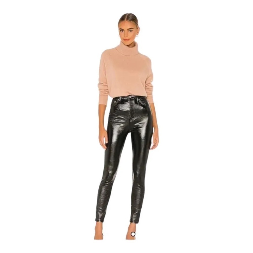 Free People Phoenix Coated Jeans Liquid Black NWT